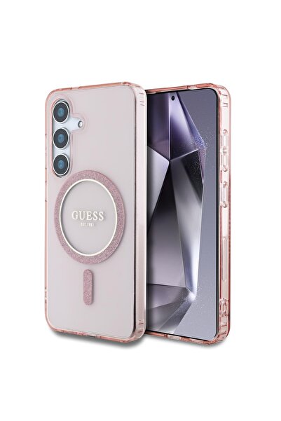Guess Калъф Husa Glitter Circle Classic Logo MagSafe за Samsung Galaxy S25, р...