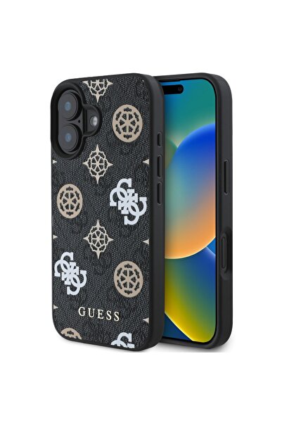 Guess Husa PU 4G Peony MagSafe iPhone 16 Negru