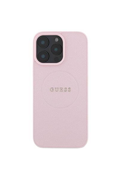 Guess Husa Grained Classic Logo MagSafe iPhone 16 Pro Max Roz