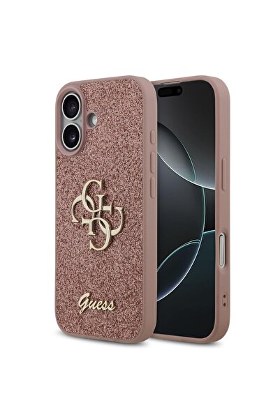 Guess Husa Fixed Glitter 4G Μεταλλικό Λογότυπο iPhone 17 Ροζ