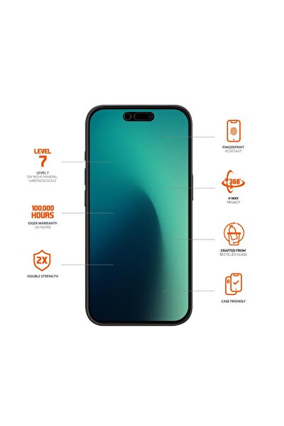 EIGER Folie Sticla Privacy Mountain Edge 360 GRS iPhone 17 / iPhone 17 Pro / 16 Pro Black