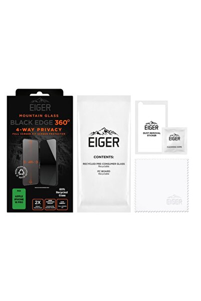 EIGER Folie Sticla Privacy Mountain Black Edge 360 GRS iPhone 16 Pro