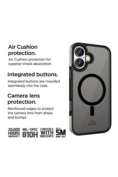 EIGER Husa Pro MountainAir MagSafe iPhone 16 Negru