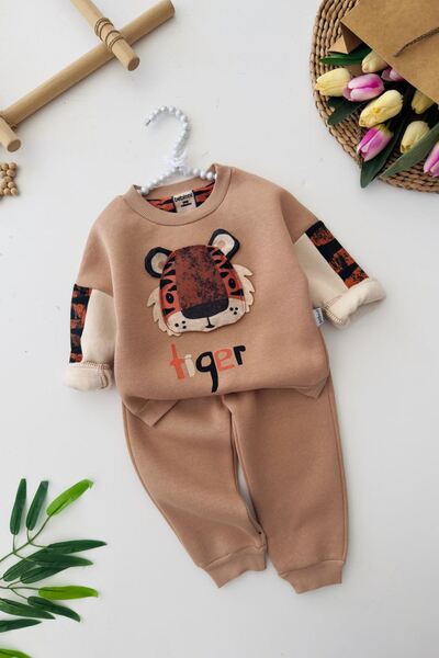 Minigimin Cicileri My Little One's Cicileri Tiger Baby Boy Winter Set - Brown