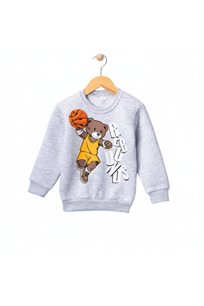 bebebix Boy's Basketball Player Bear Printed Winter Tracksuit Set |   3 Threaded Rasterized