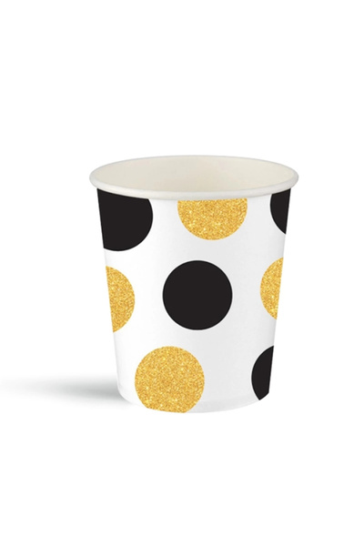 Roll-Up Black Gold Polka Dot Paper Cup