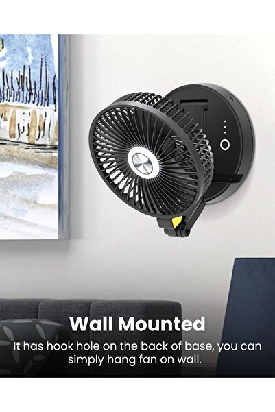 Generic مروحة صغيرة لاسلكية متذبذبة | قابلة للشحن عبر USB، بثلاث سرعات، قابلة للطي، مع حامل هاتف