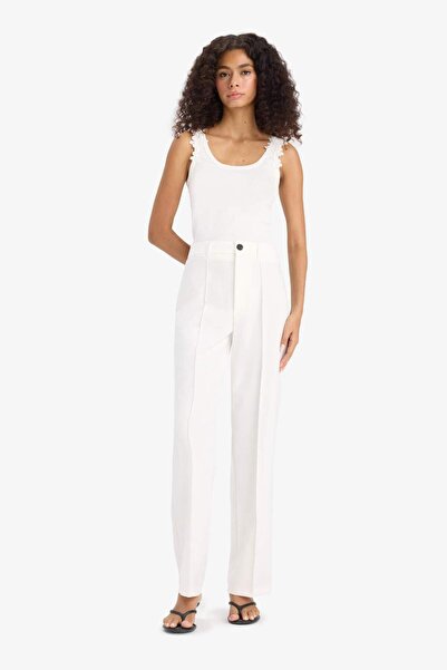 DeFacto Straight Fit Yüksek Bel Düz Paça Twill Pantolon F7188AX25SM