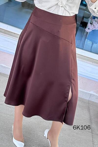 İnce Topuk Slit Satin Skirt 6K106