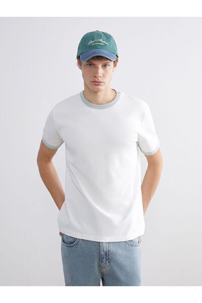 LC Waikiki İzr New Season Contrast Detailed Combed Cotton Men's T-Shirt