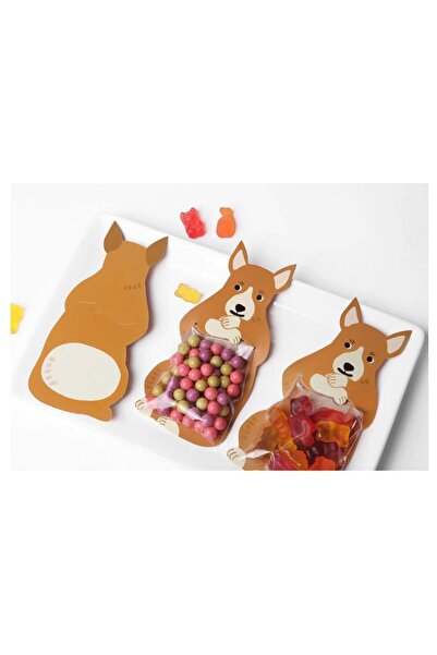 mutlu adım 10 Adet 6,5x13,5cm Hayvanlar Alemi Karton Süs ve Jelatin Poşet Tilki