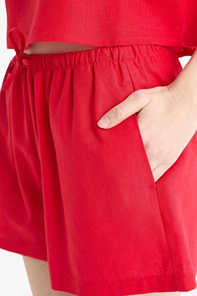 DeFacto Coool Regular Fit Normal Bel Kısa Paça Keten Karışımlı Şort D8008AX25HS