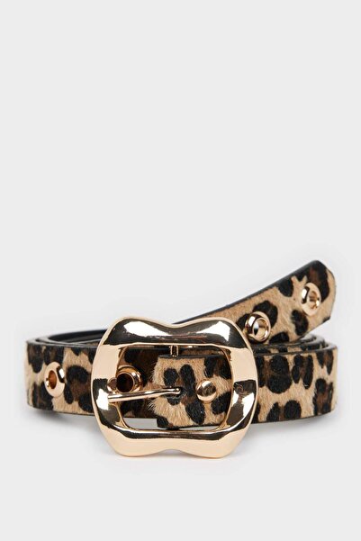 DeFacto Women's Leopard Patterned Faux Leather Casual Belt F3368Axns