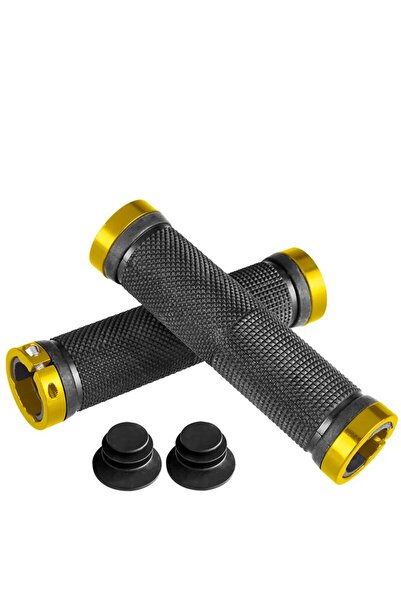 Choice 40001 مقابض دراجة جبلية ذهبية اللون، مزودة بقفل من سبيكة معدنية، وقفل ...