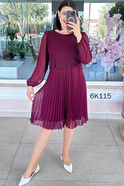 İnce Topuk Multi Şifon Piliseli Elbise 6k115