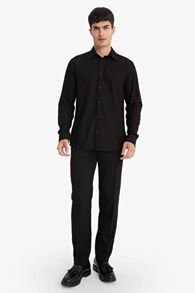 DeFacto Slim Fit Slim Fit Polo Neck Combed Cotton Long Sleeve Shirt E9061Ax25Au