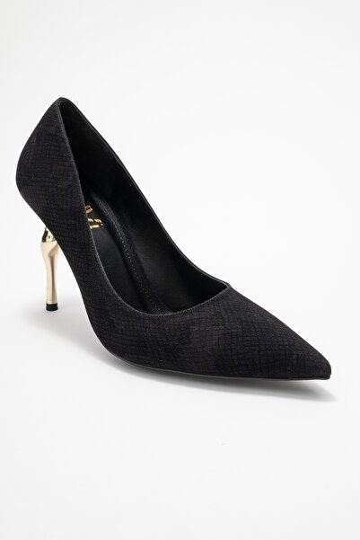 LuviShoes Hudson Black Patterned Women's Heeled Shoes