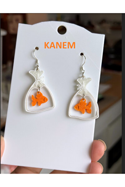 Kanem3D Japon Balığı Küpeler