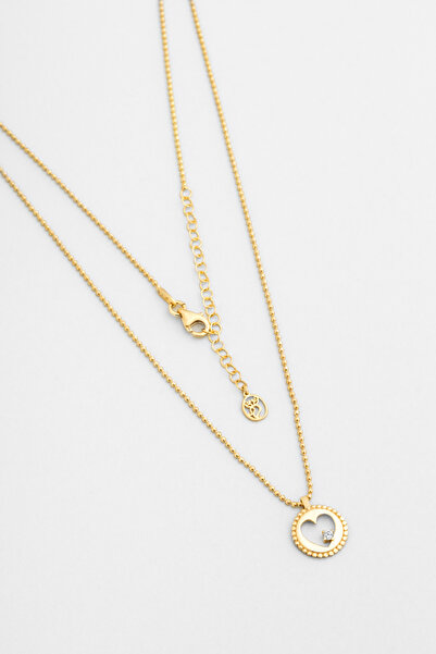 So CHIC... Şans Kalbi 18 Ayar Sarı Altın Kaplama 45 Cm Gümüş Kolye