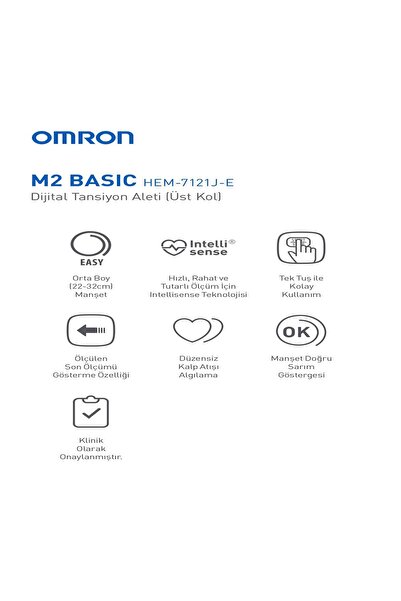 Omron M2 Basic Üst Koldan Pilli Dijital Tansiyon Aleti – Hipertansiyon Göstergeli + Taşıma Çanta Hediyeli