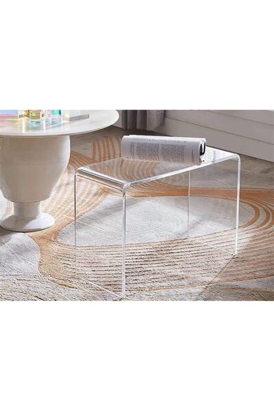 Slasa Clear Acrylic Side Table 40×30×20 cm – Transparent Night Table, Coffee Table, Bath Chair,