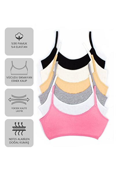Öts Premium 6-Pack Girls' Training Bras - Gift Boxed, Cotton Fabric, Ultra Soft, Stretchy and