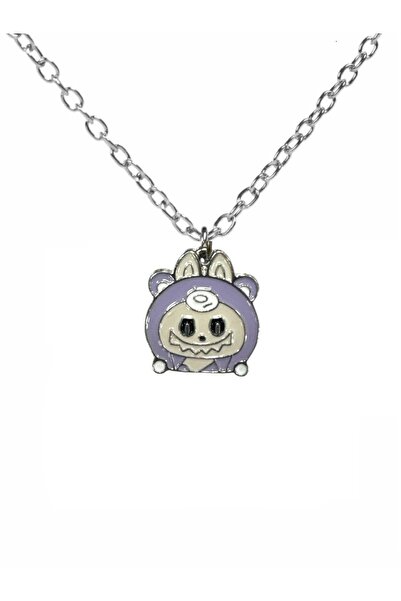 Herşey Nota قلادة للجنسين على شكل رأس لابوبو الأرجواني - تصميم ملون ومرح وذو ...