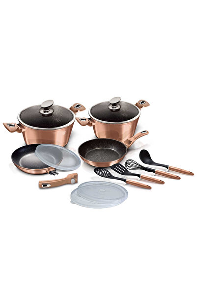 Other BERLINGER HAUS BH-7058 ROSE GOLD GRANITE COOKWARE SET 13 PIECES