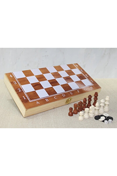 Epilons مجموعة الشطرنج والطاولة مع صندوق خشبي Alk4023