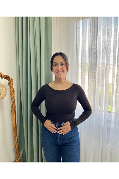 VAZIRADK Basic Boat Neck Long Sleeve Blouse