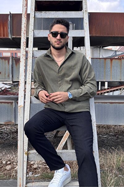 inpool Ανδρικό, με λεπτομέρεια κεντήματος, κανονική εφαρμογή, χειμερινό-ανοιξιάτικο, λεπτό πουκάμισο βελούδο κοτλέ G16