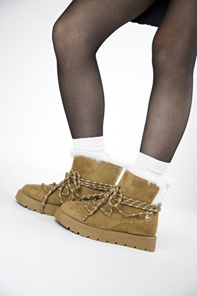 stato 219851141-11 Women's Soft Comfortable Fur Boots - Textile Suede Winter Tan Boots