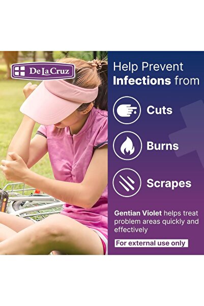 De La Cruz 1% Gentian Violet First Aid Antiseptic Liquid, 1 FL OZ (18 Bottles)