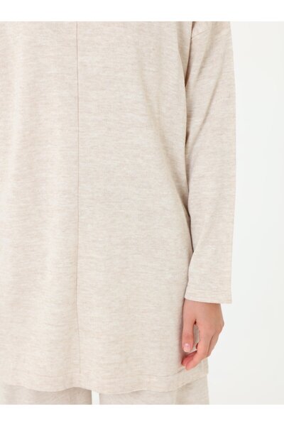 Refka Knitwear Basic Tunic & Pants Set - Mink -