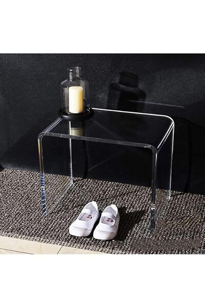 Slasa Clear Acrylic Side Table 40×30×20 cm – Transparent Night Table, Coffee Table, Bath Chair,