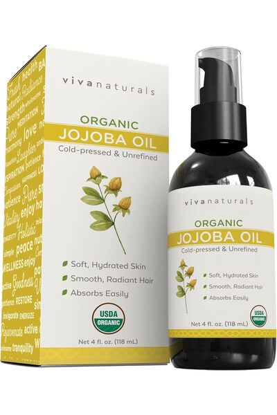 Viva Naturals Certified Organic Jojoba Oil - 100% Pure Cold-Pressed Natural M...