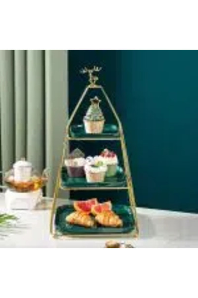 Trendy's Fruit tray, three-tiered, green