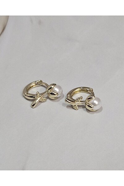 XUPING JEWELRY 2’li Kararmayan Çelik Küpe Seti – Altın Renk, Çiçek Motifli İnci & Taşlı Tasarım