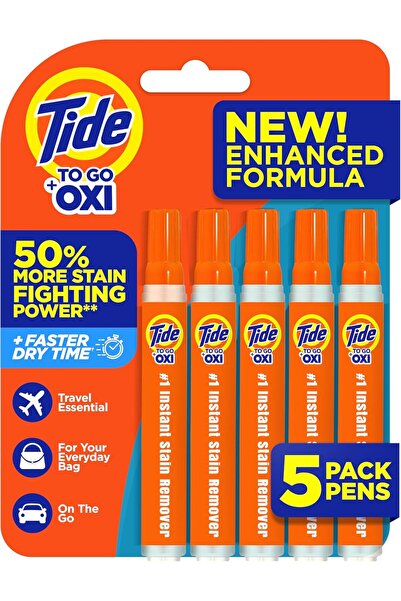 Tide To Go Instant Stain Remover Pen, Travel-Friendly, Pack of 5