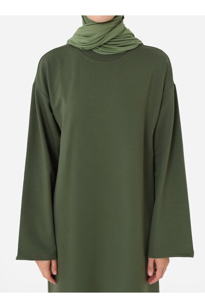 Benin Φόρεμα Hijab με φαρδιά μανίκια και μαλακές κουμπώματα - Χακί -