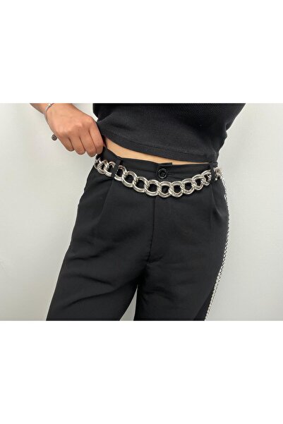 VAZIRADK حزام سلسلة معدنية بحلقات سميكة