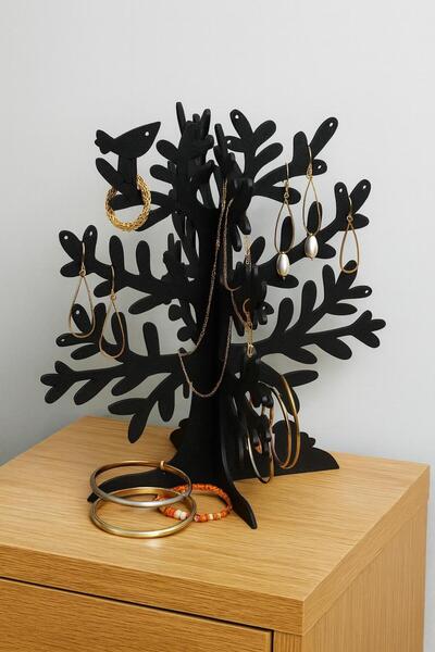 VENON Чорний дерев'яний стенд для прикрас – органайзер для сережок, браслетів, намист 25 см