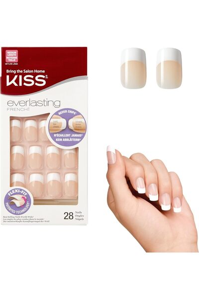 Kiss Everlasting EF05 French Nail Set, White, 28 Pieces