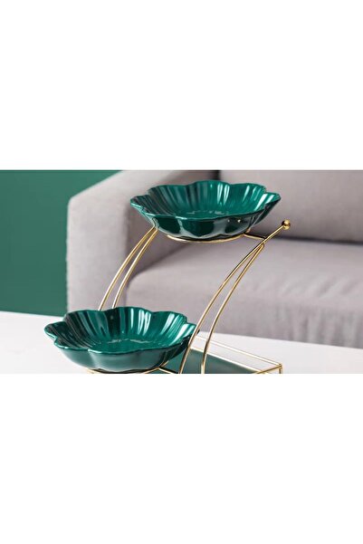 Trendy's TRENDY'S fruit tray, two-tiered, green-gold