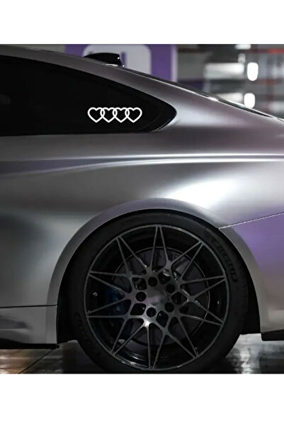 3MG Audi 4 Kalp Sticker (Beyaz)