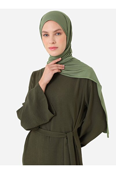 Refka Side Tie Detailed Hijab Dress - Khaki -