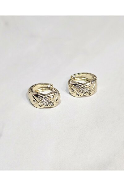 XUPING JEWELRY 2’li Kararmayan Çelik Halka Küpe Seti – Altın Renk, Taş Detaylı