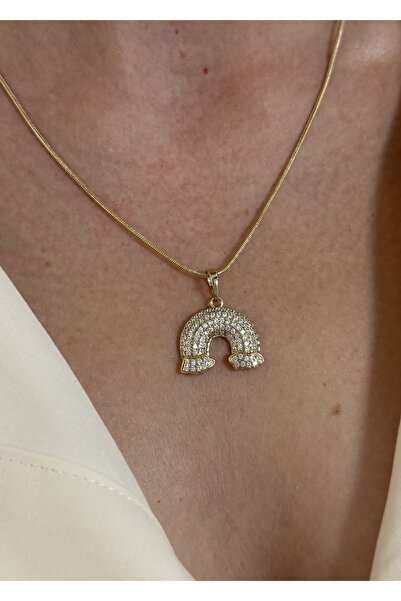 KİLİGİSTANBUL XP ZİRKON TAŞLI NAL KOLYE (14K ALTIN GÖRÜNÜMLÜ,KARARMALARA KARŞI DAYANIKLI) 42 cm