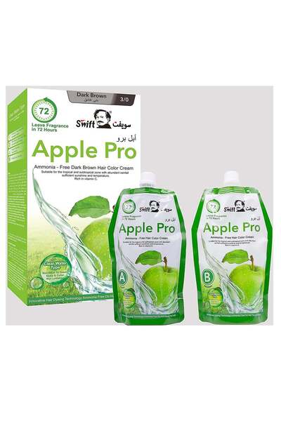 Swiftfit صبغة شعر سويفت أبل برو خالية من الأمونيا رقم 3 بني غامق 1000 مل