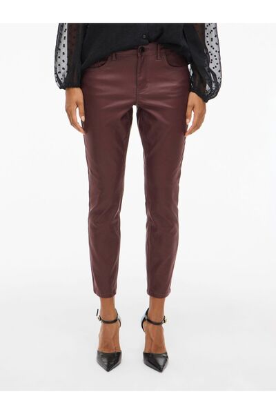 VILA Slim-Fit-Hose Petite – beschichtete